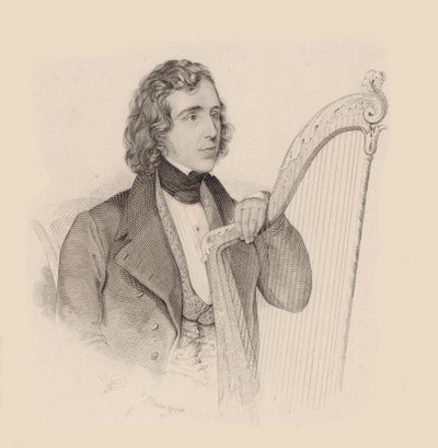 ハープ奏者で作曲家のエリアス パリッシュ アルヴァース 1808 ～ 1849 年、1830 年の肖像。 作： Unbekannt