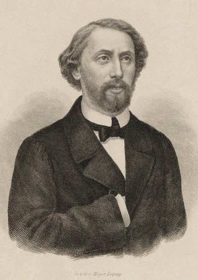 ピアニスト兼作曲家ユリウス・シュルホフの肖像 1825-1898、1860年。 作： Unbekannt