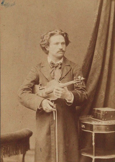 ヴァイオリン奏者で作曲家の Frantisek Ondricek 1857-1922、1882-1883 の肖像。 作： Unbekannt