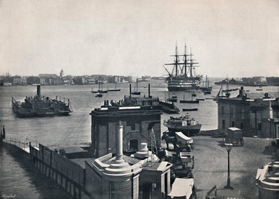 ポーツマス-ネルソン戦艦、勝利を示す、港の概観、1895 作： Unbekannt