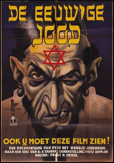 反ユダヤ主義映画「The Eternal Jew」のポスター（1940年）。 作： Unbekannt