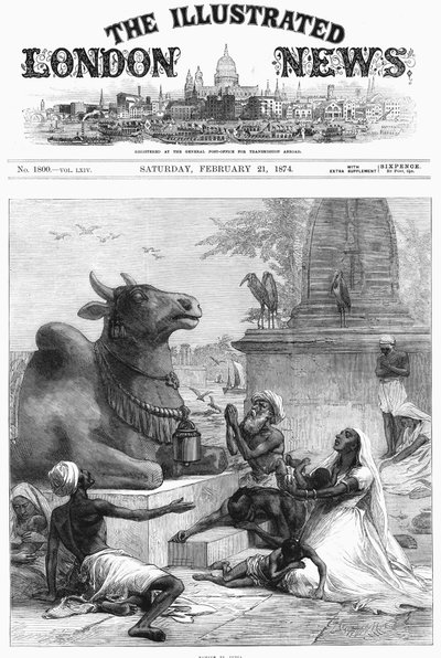 1874年、インド、ベンガルの飢饉からの救済のためにナンディに祈る 作： Unbekannt