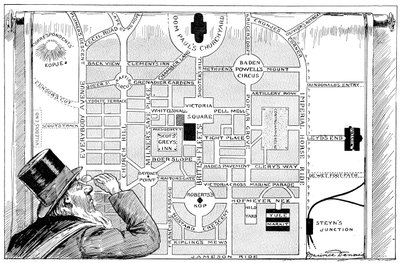 1900年にニュープレトリアの計画を検討しているクルーガー大統領 作： Unbekannt