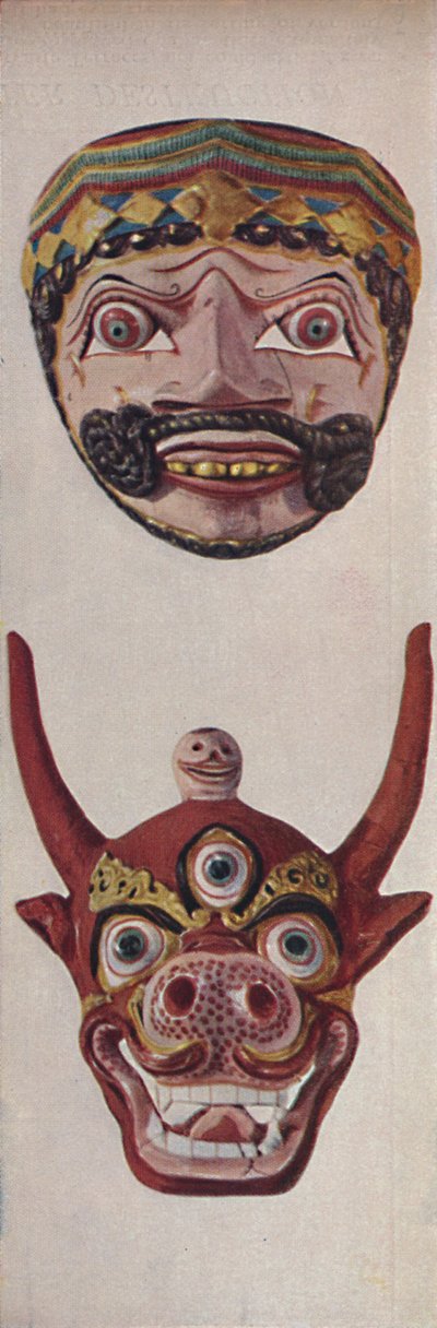 儀式と祭りのマスクの原始文化-祭りのマスクと牛の顔のマスク、c1935 作： Unbekannt