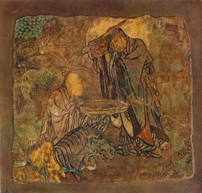 ゴータマ王子ゴータマが髪を切り落とす、1934-35 作： Unbekannt