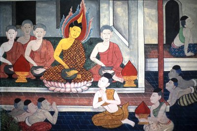 ラーマ王子。ラーマ3世の時代に作られたヴィハーラの内壁には、ラマキアンを描いた詳細な壁画が描かれています。ワット・ポー（Wat Pho） - ワット・プラ・チェットゥフォン（Wat Phra Chettuphon）。1788.バンコク。タイ 作： Unbekannt