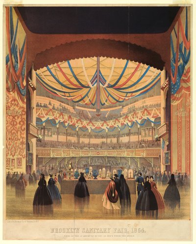 印刷、1864年のブルックリン衛生フェア、音楽アカデミー 作： Unbekannt