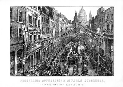 1872年2月27日、感謝祭、1899年、セントポール大聖堂に近づく行列 作： Unbekannt