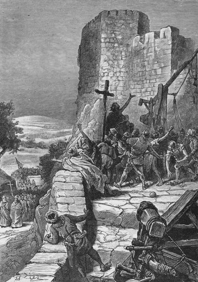 十字軍の行列がエルサレムの壁を一周します。 作： Unbekannt