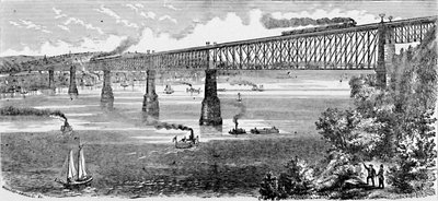 1883年、ポキプシーでハドソンを渡る橋案 作： Unbekannt
