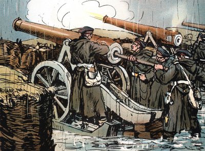 実戦中のプロイセン砲兵隊、フランコプロイセン戦争、1870年〜1871年 作： Unbekannt
