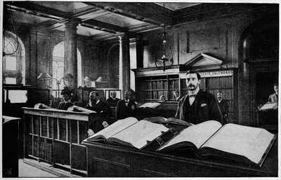 ロンドンのサマセットハウスのプロベートレジストリにある公共の検索室、1901年1901年 作： Unbekannt