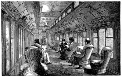 イングランドのミッドランド鉄道のプルマン応接室の車、1876 作： Unbekannt