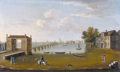 「フラムからのパットニー橋と村」、c1750 作： Unbekannt