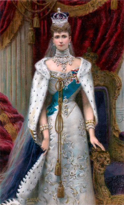 完全戴冠式のローブを着たアレクサンドラ女王、1902年 作： Unbekannt