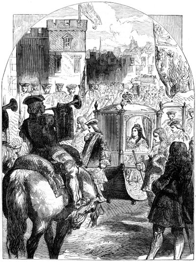 アン女王1665-1714、19世紀ロンドンのウェストミンスター国会議事堂に最後の進歩 作： Unbekannt