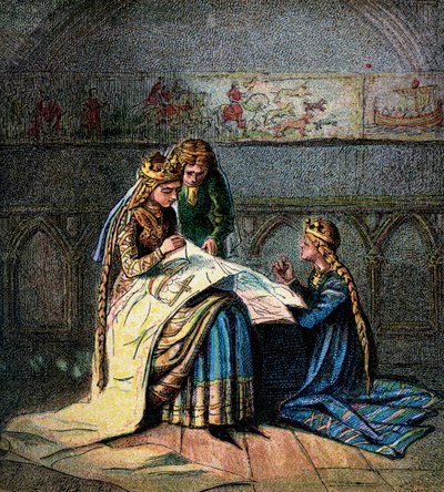 マチルダ女王と彼女のタペストリー、c1850 作： Unbekannt
