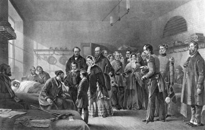 ビクトリア女王1819-1901負傷した兵士を訪問、19世紀 作： Unbekannt