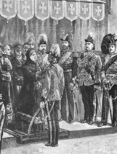 1879年12月8日、ウィンザーにて、ビクトリア女王が役員を飾った。 作： Unbekannt
