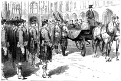 ビクトリア女王、シーフォースハイランダーズ、ウィンザー、1885年の古い色を受け取る 作： Unbekannt