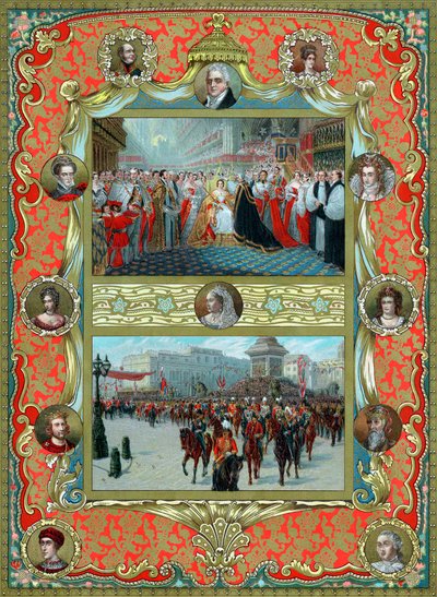 1837 年のビクトリア女王の戴冠式と 1887 年のゴールデン ジュビリー 作： Unbekannt