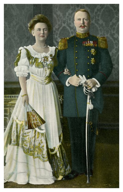 オランダのウィルヘルミナ女王とヘンリー王子、c1900s-c1910s 作： Unbekannt