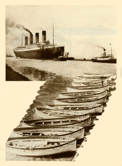 RMSタイタニック号と救命ボート、1912年、1935年。 作： Unbekannt