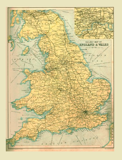 イングランドとウェールズの鉄道地図、1902年。 作： Unbekannt