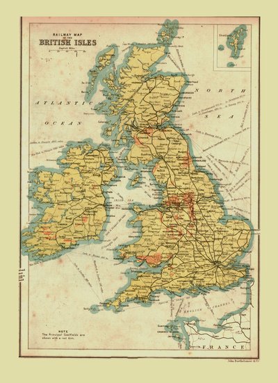 イギリス諸島の鉄道地図、1902年。 作： Unbekannt