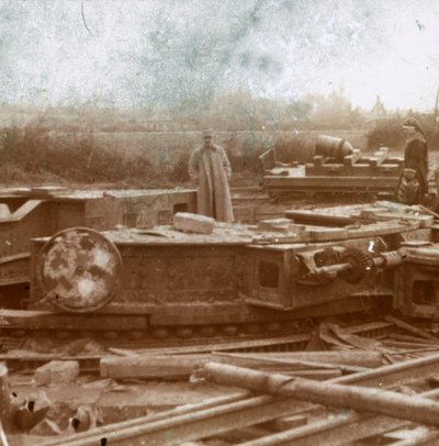 ビッグバーサガン用のレール取り付け、c1914-c1918 作： Unbekannt