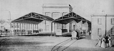 初期の鉄道駅は奇妙な原始的な出来事でした、c1934。 作： Unbekannt