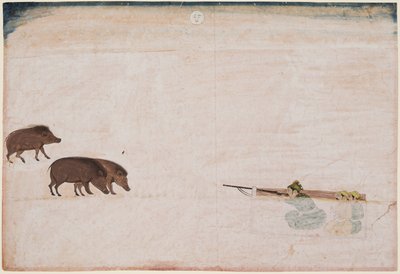 琥珀の狩猟イノシシrのラジャラムチャンド。 1667-1688、c。 1670。 作： Unbekannt