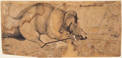 Rao Ram Singhs Elephant Gone Amok、c。 1700。 作： Unbekannt