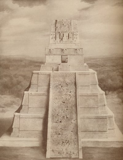 ティカルのマヤの壮大な寺院のピラミッドの再構築モデル、c1935 作： Unbekannt