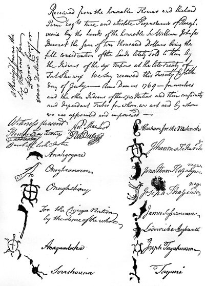 英米先住民族間の条約の複製の減少、1769、c1880 作： Unbekannt
