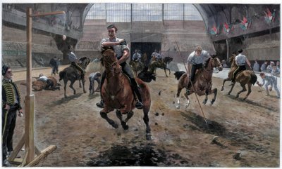 1886年にロンドンのイズリントンにある農業ホールでの王立軍事トーナメントのリハーサル 作： Unbekannt