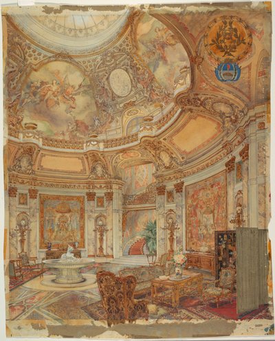 アルゼンチン、ブエノスアイレス、パラッツォ・パズの名誉の大ギャラリーの完成予想図、1890年頃 作： Unbekannt