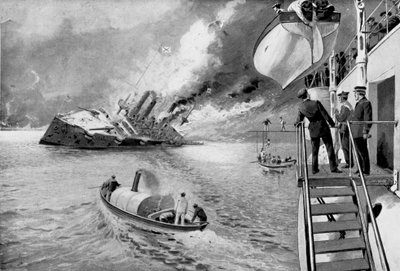 ロシア船の沈没から生存者を救出、日露戦争、1904 作： Unbekannt