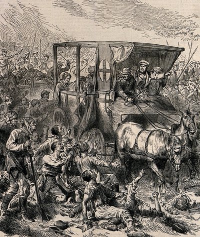 1878年頃の戦場から負傷したロシア兵を救う 作： Unbekannt