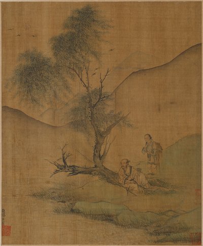 柳の下で休む、おそらく明王朝、1368-1644。 作： Unbekannt