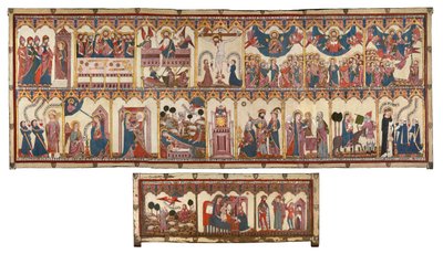 ペドロ・ロペス・デ・アヤラのために作られたキリストと聖母の生涯のレタブルと正面図、1396年。 作： Unbekannt