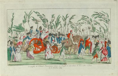1789年、1789年、ベルサイユへの10月の行進から帰国。 作： Unbekannt