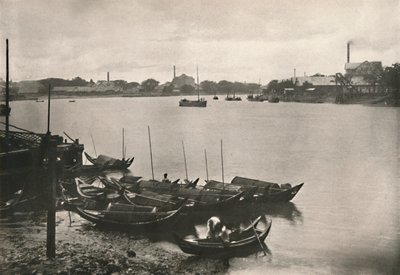 ラングーンのプーズンドゥンクリークにある精米所。1900年。 作： Unbekannt
