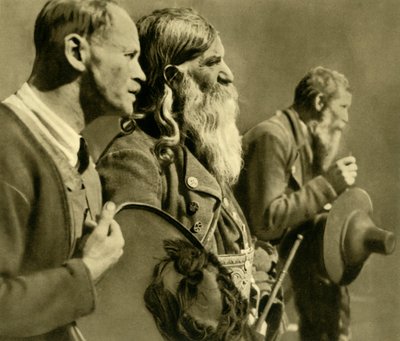 祈るライフルマン、チロル、オーストリア、c1935。 作： Unbekannt