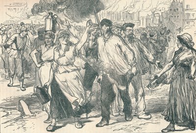 パリのコミューン、1871 1906年の間にパリの公共の建物を発砲する暴徒と石油 作： Unbekannt