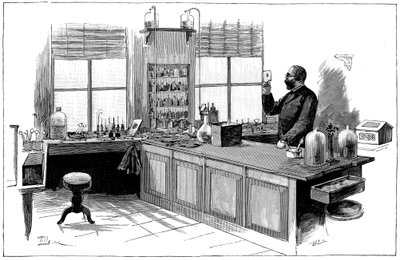 ロバートコッホ1843-1910、ドイツの細菌学者であり医師である彼の研究室 作： Unbekannt