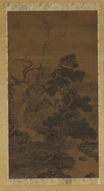 岩、木、小川、鷹、14 世紀。 作： Unbekannt