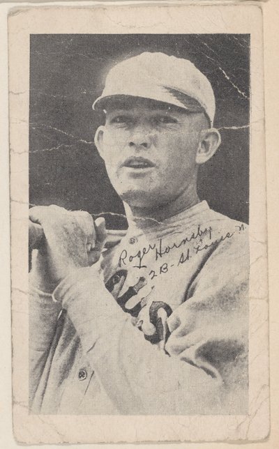 Rogers Hornsby, 2 B - St. Louis N., 野球ストリップ カード W575-2、カリフォルニア州から。 1921-22。 作： Unbekannt