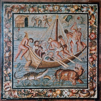 渡し船のローマ時代のモザイク、2 世紀 作： Unbekannt