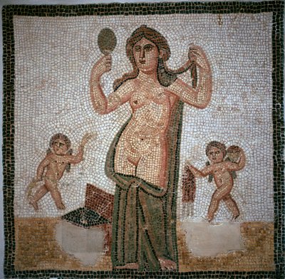 金星のトイレを示すローマ時代のモザイク、3 世紀 作： Unbekannt